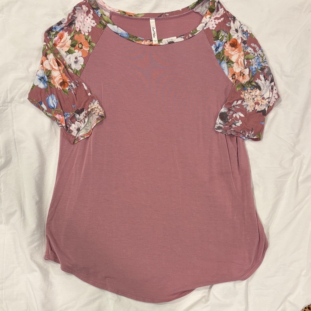 Floral Sleeve Mauve Women's Top